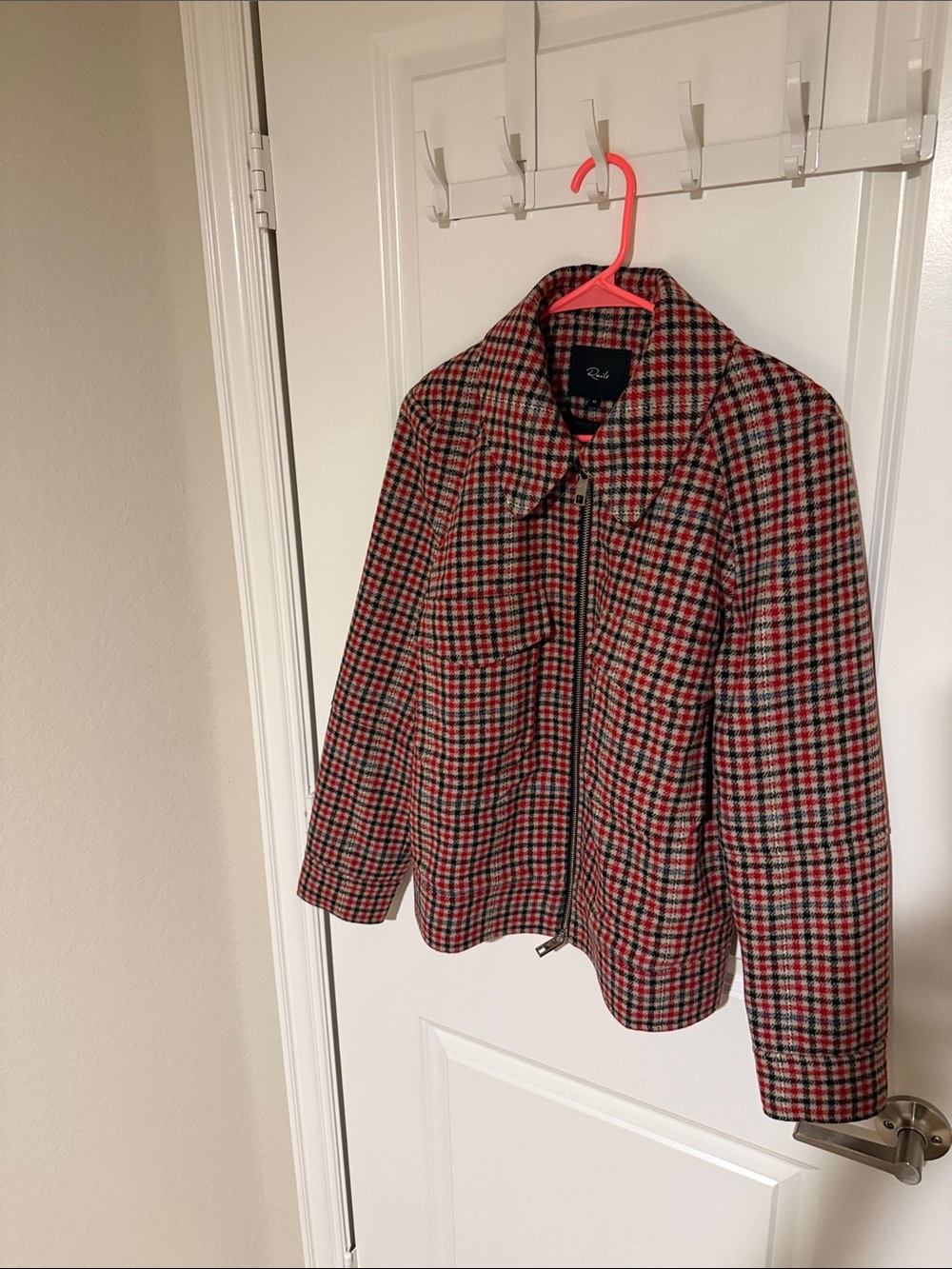 Rails Red and Black Plaid Zip-Front Bomber Jacket